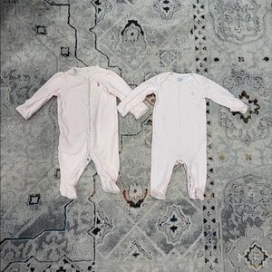 Bundle of 2 pink Ralph Lauren sleepers, 0-3 months